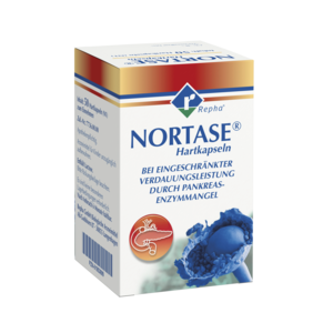 NORTASE® - Enzymersatztherapie bei Bauchspeicheldrüsenschwäche NORTASE® wird eingesetzt zum Ersatz von Verdauungsenzymen bei Maldigestion (Verdauungsschwäche) infolge einer gestörten Funktion der Bauchspeicheldrüse.